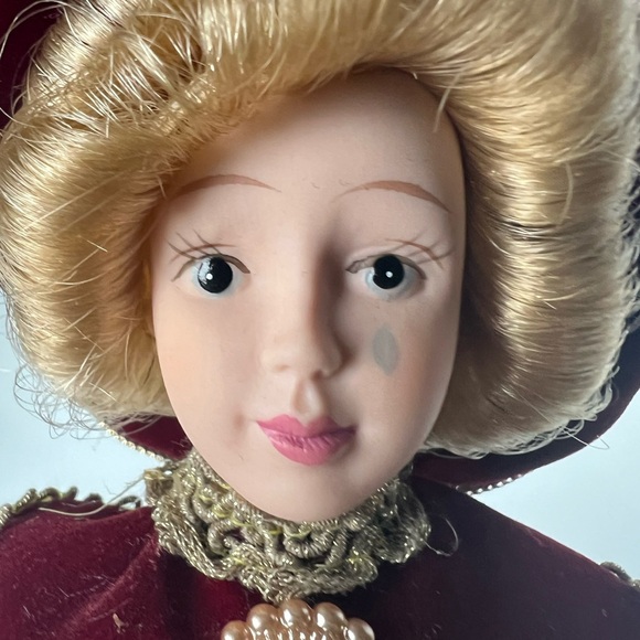 Vintage Kurt S Adler KSA Victorian Porcelain Doll Christmas Ornament Burgundy - Picture 16 of 16